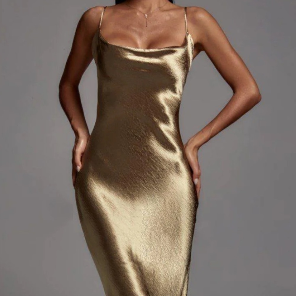 Gold metallic maxi dress